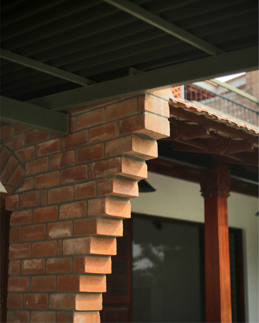 Corbels to support the roof and help the trasition between two roofing materials