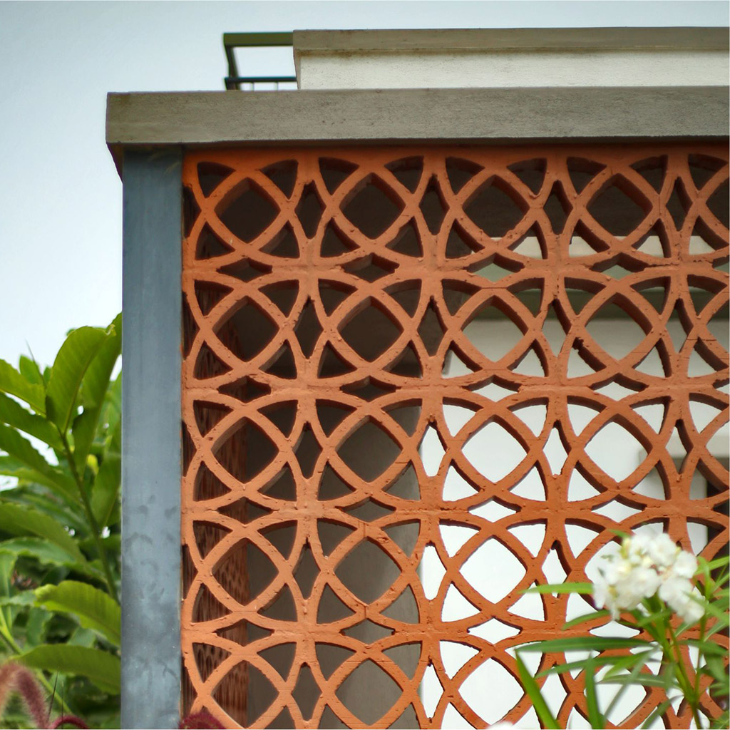 Terracotta jaalis as railings, duct covers and walls
