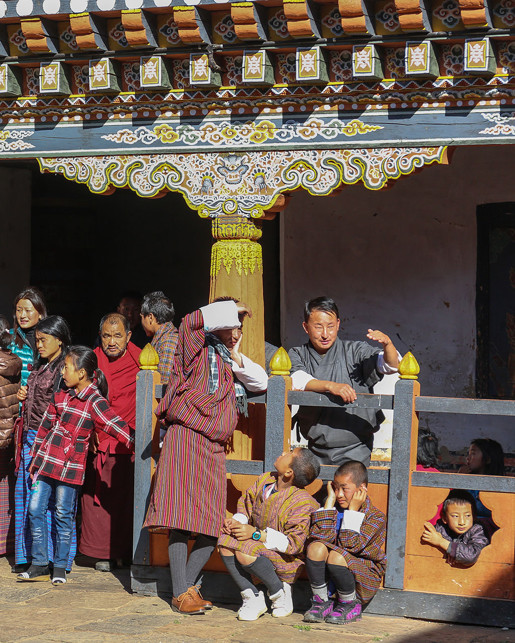 Waiting for the rituals to begin, at the Jambay Lhakhang.