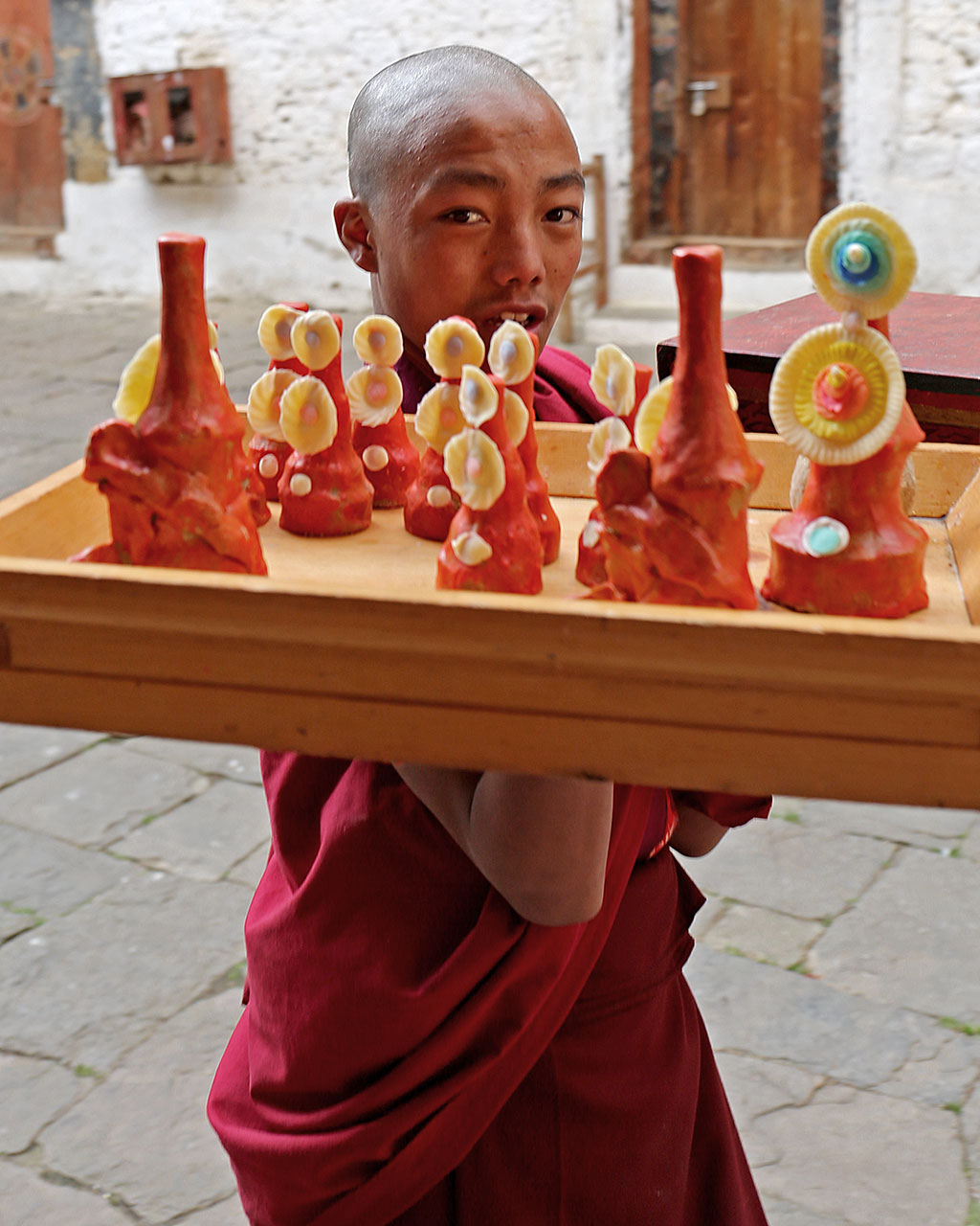 The monks work and his art.